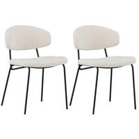 STOLSET 2 styck stål bouclé  - vit/svart, Design, metall/textil (50/79/57cm) - Livetastic