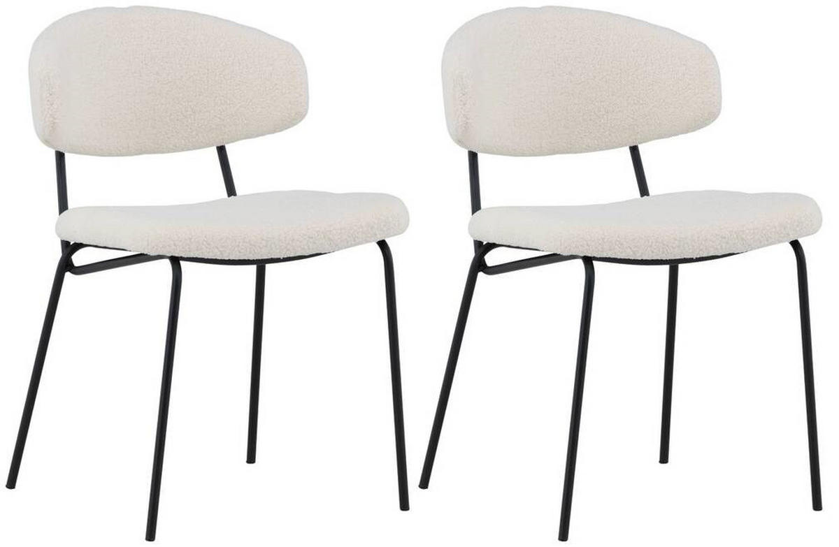 STOLSET 2 styck stål bouclé  - vit/svart, Design, metall/textil (50/79/57cm) - Livetastic
