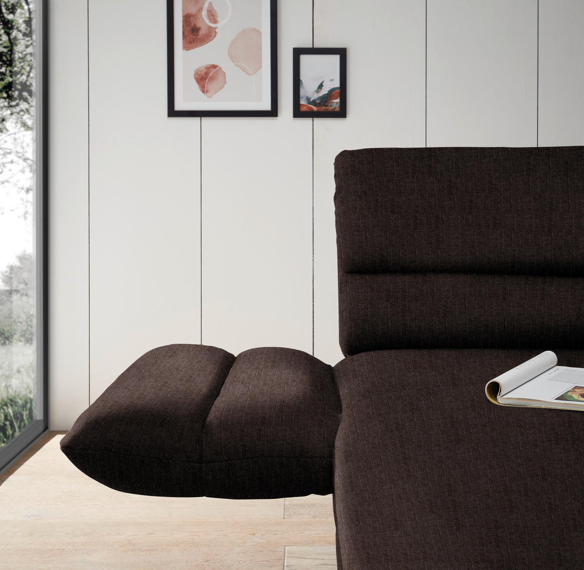 ECKSOFA in Flachgewebe Braun  - Schwarz/Braun, Design, Textil/Metall (176-217/279-327cm) - Dieter Knoll