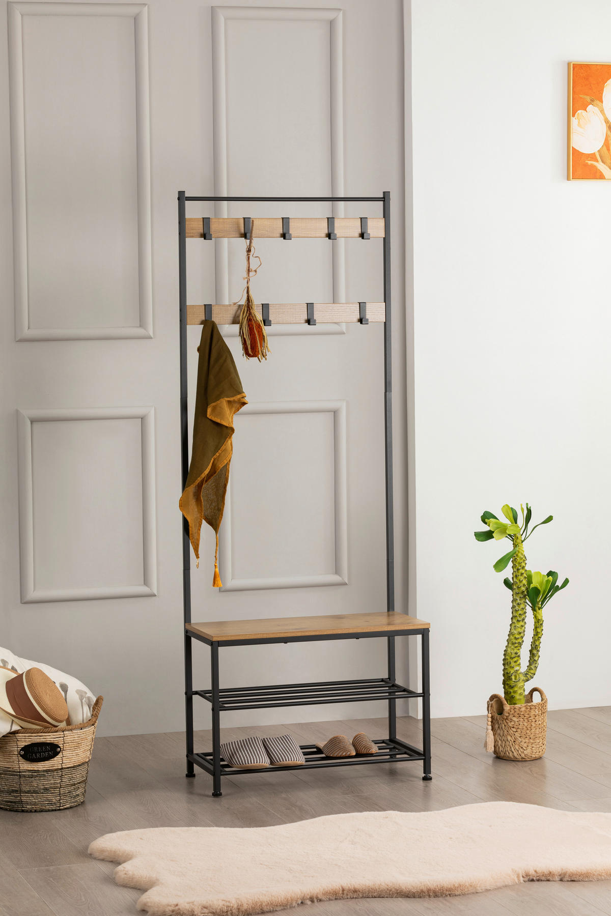 GARDEROBE  in 70/175/33 cm  - Schwarz/Naturfarben, MODERN, Holzwerkstoff/Metall (70/175/33cm) - PBJ