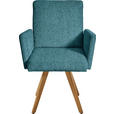 ARMLEHNSTUHL  in Chenille  - Eichefarben/Hellblau, Design, Holz/Textil (56/92/60cm) - Dieter Knoll