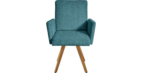ARMLEHNSTUHL in Chenille - Eichefarben/Hellblau, Design, Holz/Textil (56/92/60cm) - Dieter Knoll