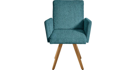 ARMLEHNSTUHL  in Chenille  - Eichefarben/Hellblau, Design, Holz/Textil (56/92/60cm) - Dieter Knoll