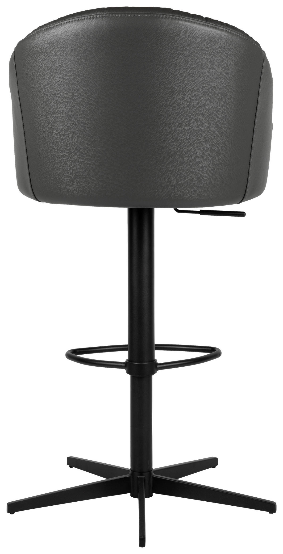 BARHOCKER Echtleder Anthrazit, Schwarz Eisen Sitzfläche 360° drehbar, inklusive Armlehnen, automatische Rückholfunktion  - Anthrazit/Schwarz, Design, Leder/Metall (57/96,5-114/58,5cm) - Dieter Knoll
