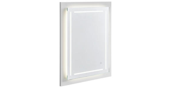 BADEZIMMERSPIEGEL 60/74/3,9 cm - Silberfarben/Weiß, Design, Glas/Holzwerkstoff (60/74/3,9cm) - Novel