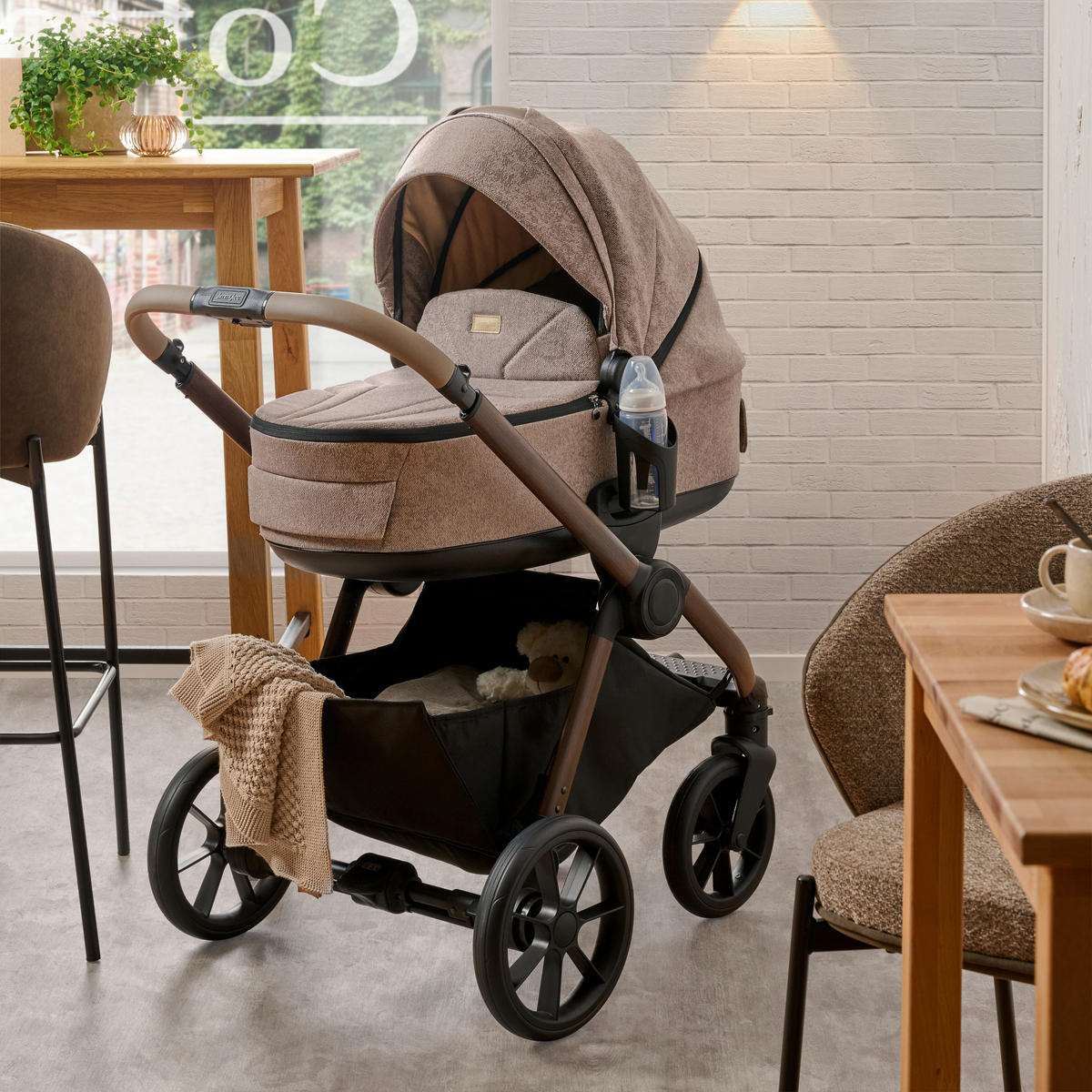 BARNVAGNSSET Facetty  - beige/brun, Design, metall/textil (104,5/62/94cm) - Jimmylee