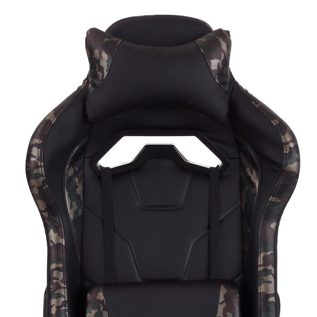 Thumbnail - Mid.you Gamingstuhl Camouflage, Grün, Schwarz, Metall, Kunststoff, Textil, Drehkreuz, 68x124-134x60 cm, Wippmechanik mit...