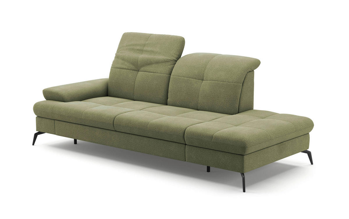 RÉCAMIERE in Flachgewebe Hellgrün  - Schwarz/Hellgrün, Konventionell, Textil/Metall (231/90/122cm) - Sit & More