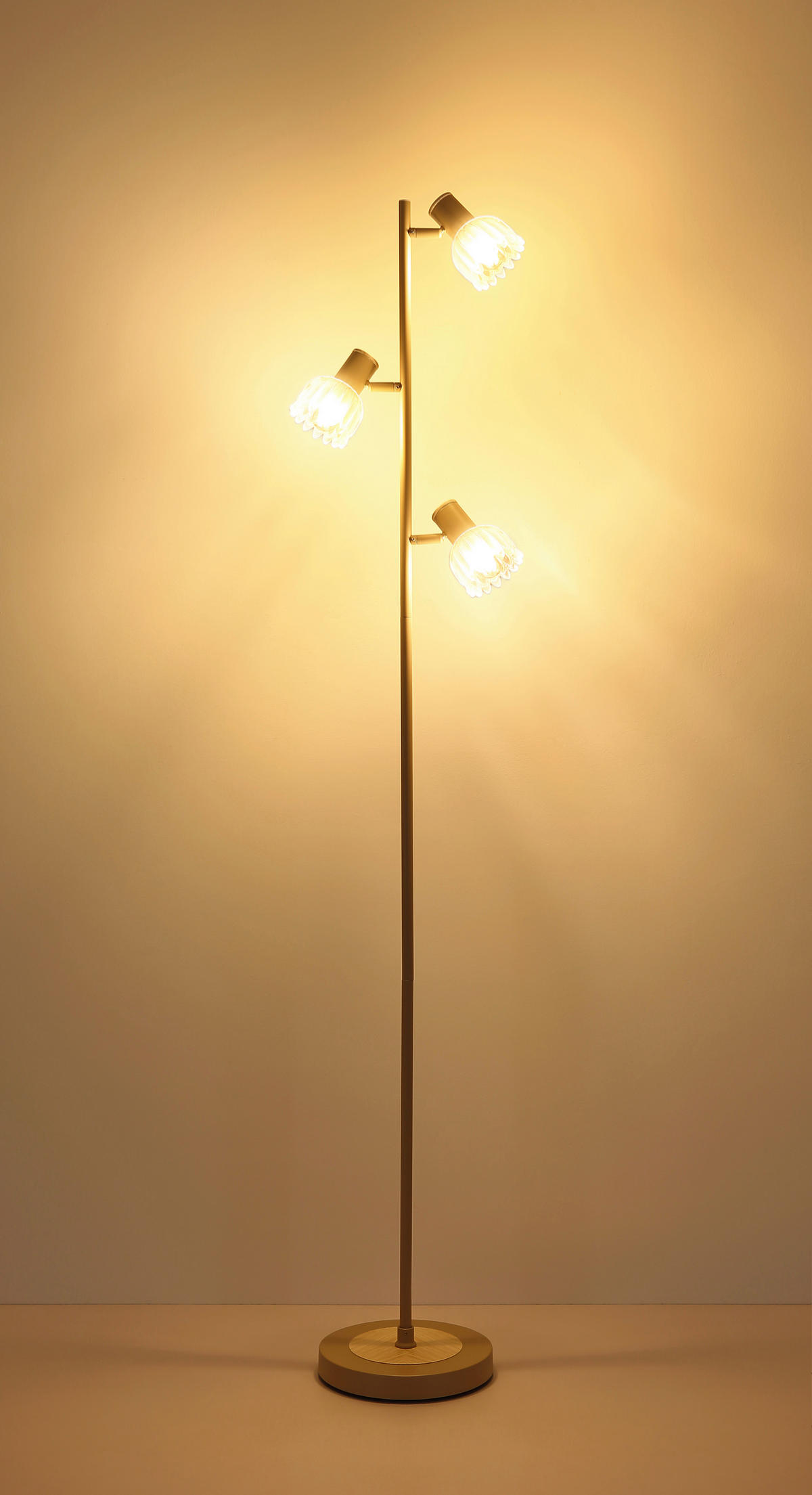 STEHLEUCHTE 28/23/154 cm    - Sandfarben/Schwarz, KONVENTIONELL, Glas/Kunststoff (28/23/154cm) - Globo