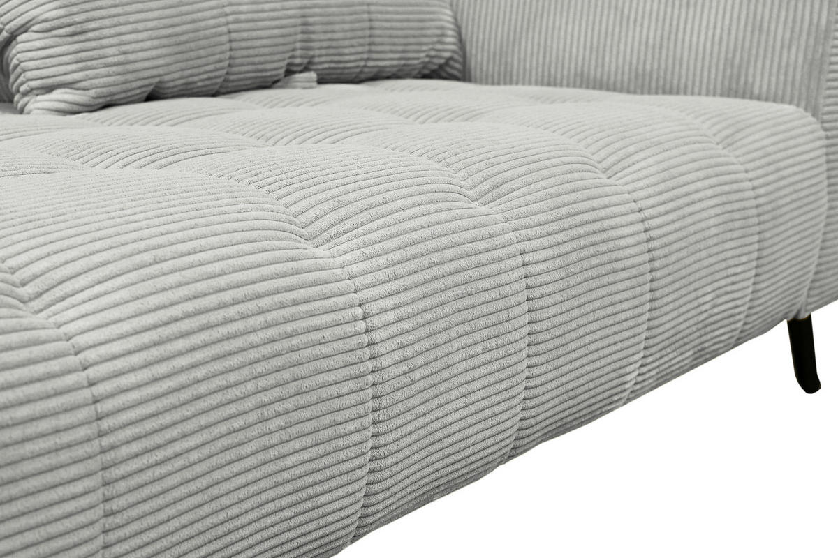 BIGSOFA Cord Hellgrau  - Hellgrau/Schwarz, KONVENTIONELL, Textil/Metall (246/100/116cm) - Carryhome