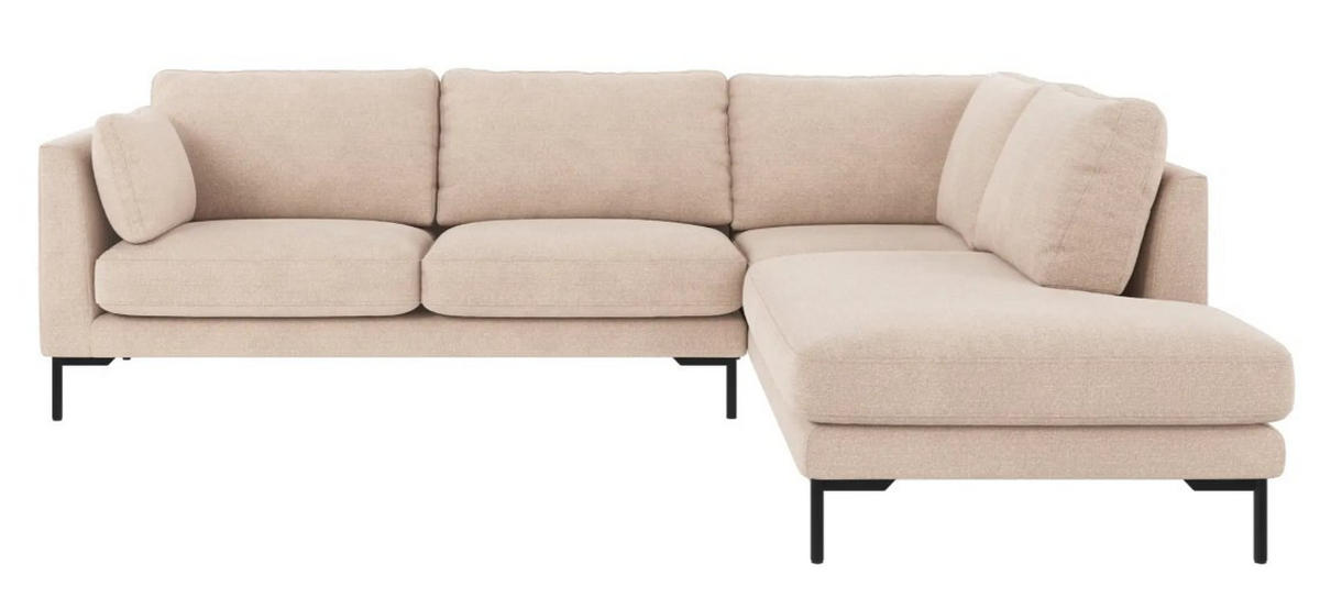 SOFFA i beige  - beige/svart, Klassisk, metall/trä (266/83/226cm) - Rowico