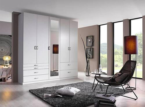 DREHTÜRENSCHRANK 226/229/54 cm 5-türig Weiß  - Alufarben/Weiß, Basics, Glas/Holzwerkstoff (226/229/54cm) - Xora