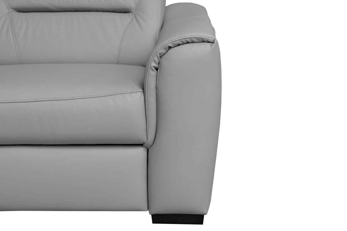 ECKSOFA  in Lederlook Echtleder Platinfarben  - Platinfarben/Wengefarben, Design, Leder/Holz (212/260cm) - Celina Home