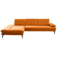 ECKSOFA in Echtleder Orange  195/308 cm  - Schwarz/Orange, Design, Leder/Metall (195/308cm) - Dieter Knoll