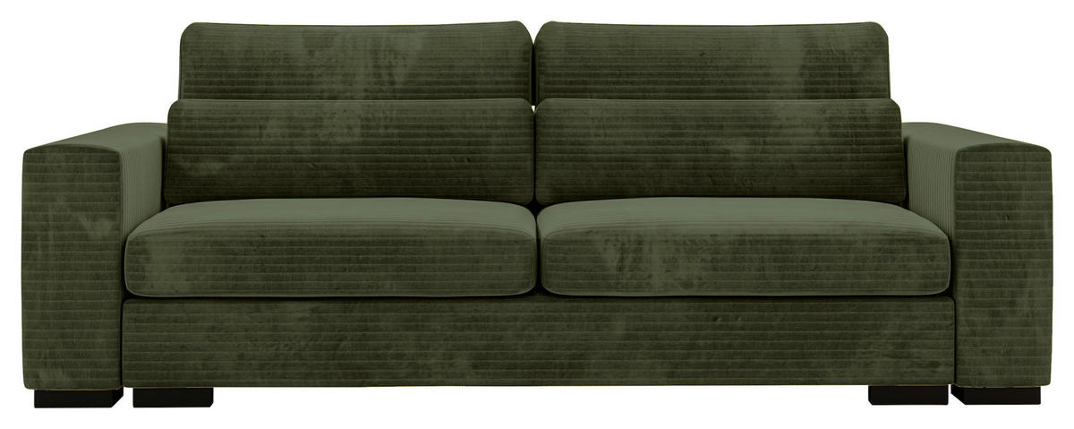 SCHLAFSOFA in Flachgewebe Olivgrün  - Schwarz/Olivgrün, Konventionell, Kunststoff/Textil (236/78/114cm) - Carryhome