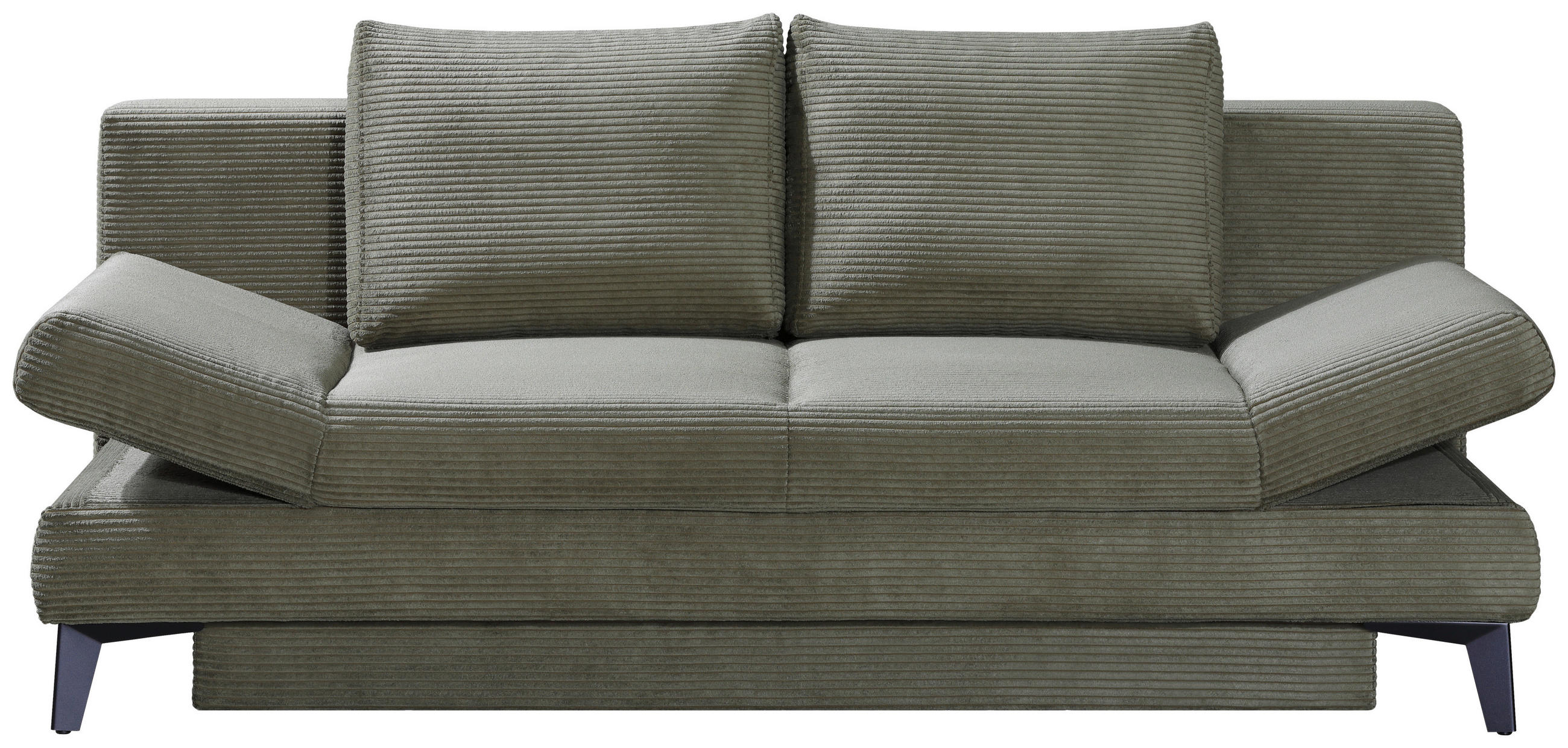 SCHLAFSOFA  mit Stoffauswahl Cord Olivgrün  - Schwarz/Olivgrün, Design, Textil/Metall (200/85/90cm) - Novel