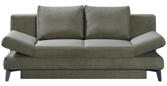 SCHLAFSOFA  mit Stoffauswahl Cord Olivgrün  - Schwarz/Olivgrün, Design, Textil/Metall (200/85/90cm) - Novel