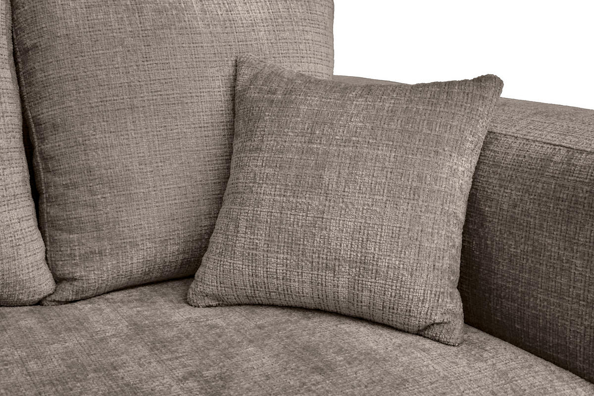 ECKSOFA Taupe Chenille Zierkissen, Rückenkissen, Rücken echt  - Taupe/Schwarz, MODERN, Kunststoff/Textil (188/276cm) - Milino