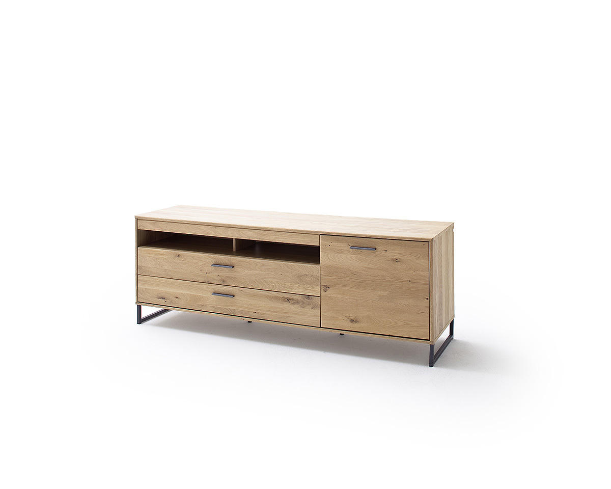 WOHNWAND  in Eichefarben  298/207/50 cm  - Eichefarben/Schwarz, Design, Glas/Holz (298/207/50cm) - Livetastic