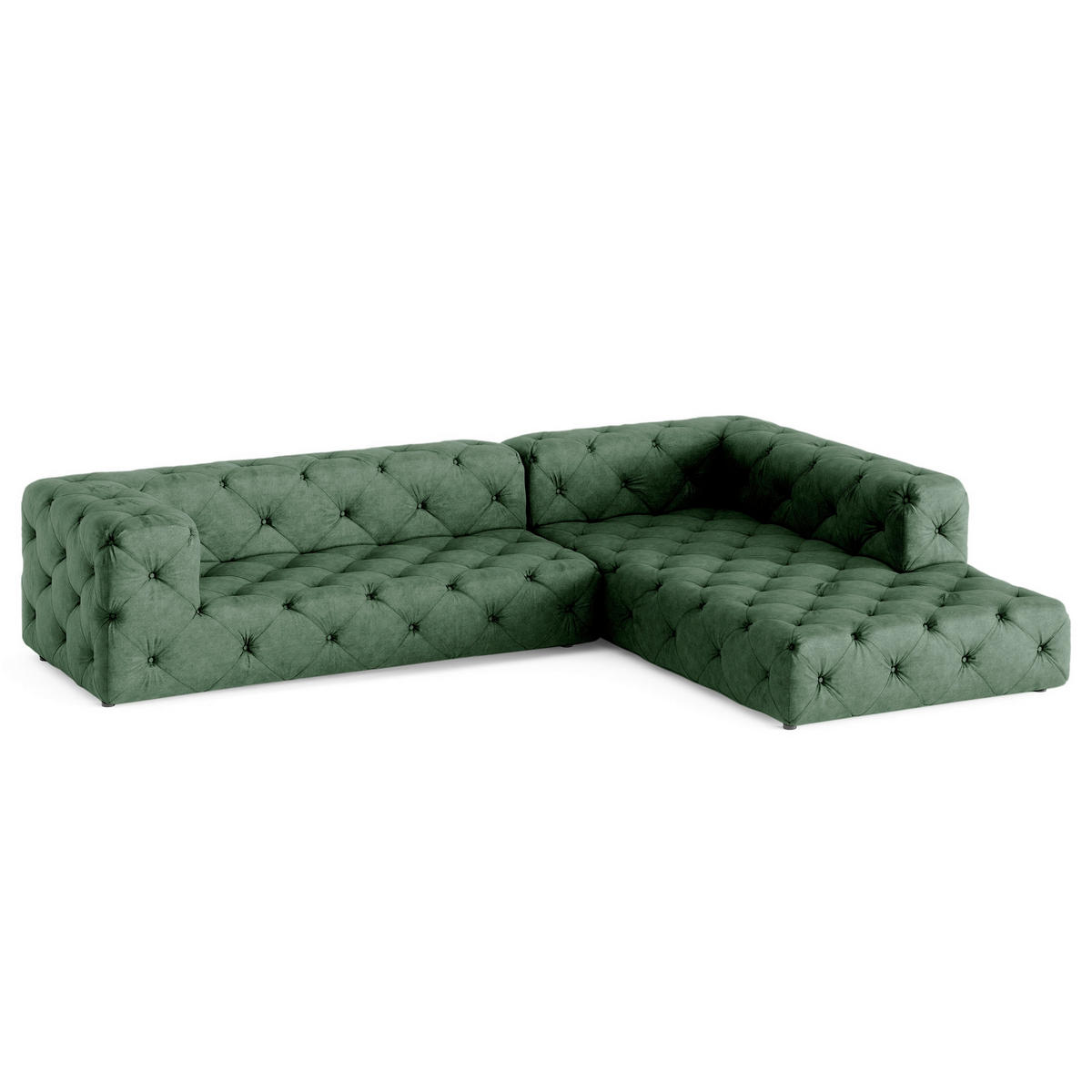 ECKSOFA Mikrofaser Waldgrün  - Waldgrün/Schwarz, Design, Kunststoff/Textil (325/228cm) - P & B