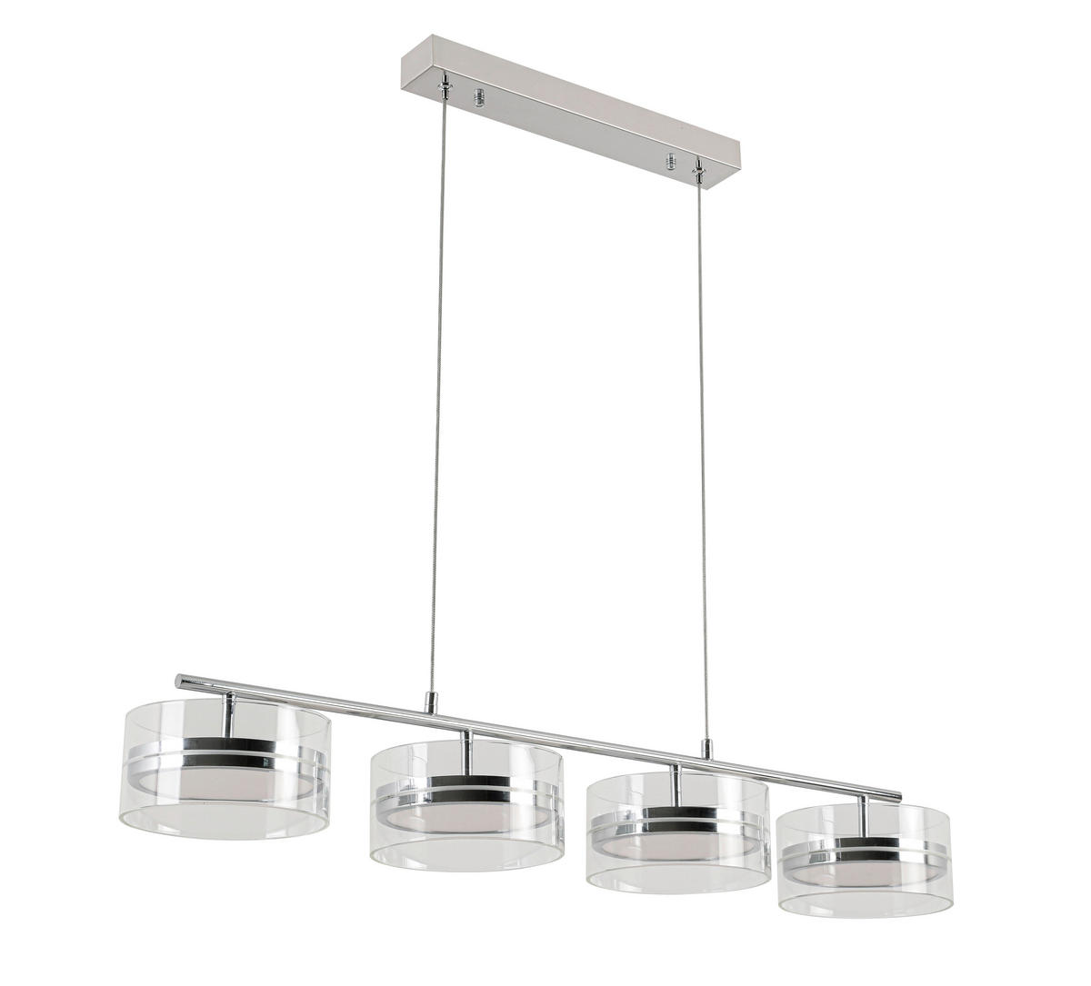 LED-HÄNGELEUCHTE Luca 93/18/120 cm   - Chromfarben, Design, Glas/Kunststoff (93/18/120cm) - Novel