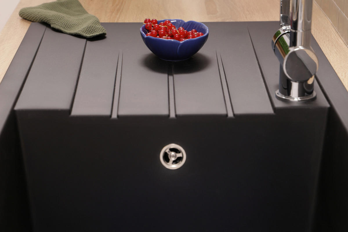 SPÜLE HOUSTON100X501BS  - Schwarz, Trend, Glas/Kunststoff (100/21/50cm) - Respekta