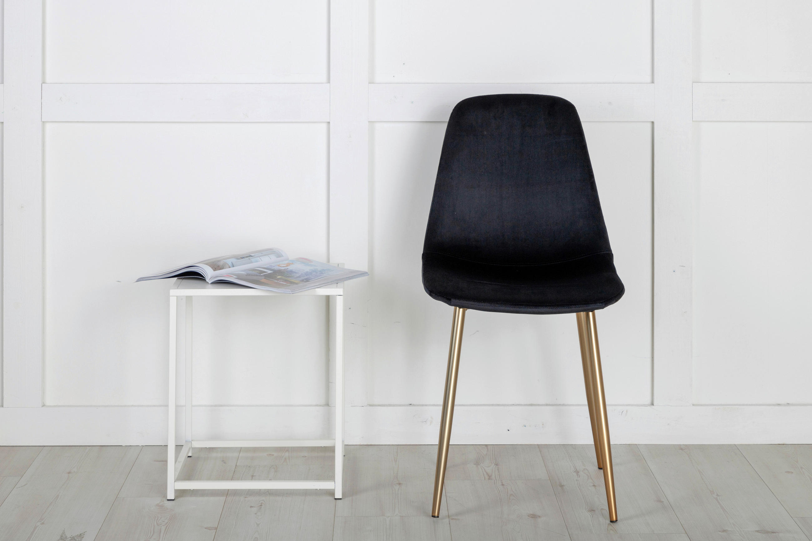 STOLSET 2 styck stål sammet  - mässingsfärgad/svart, Design, metall/textil (44/86/52cm) - Livetastic