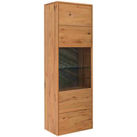 VITRINE  in massiv Buche Buchefarben - Buchefarben/Schwarz, Natur, Glas/Holz (64,4/197/39,5cm) - Valdera
