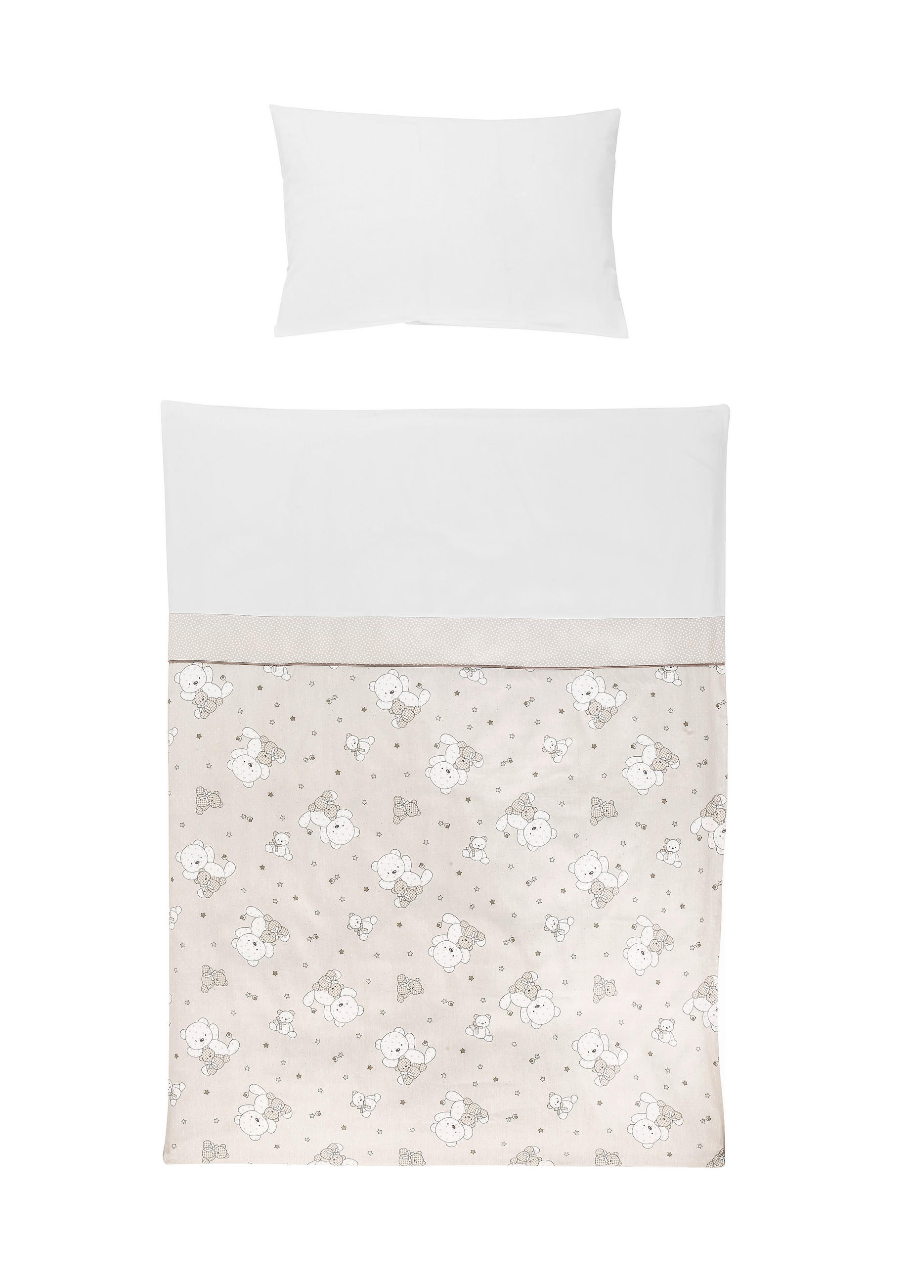 BABYBETTWÄSCHESET 100/135 cm  - Taupe/Weiss, Basics, Textil (100/135cm) - Patinio