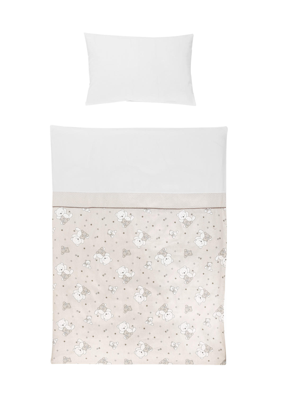 BABYBETTWÄSCHESET 100/135 cm  - Taupe/Weiss, Basics, Textil (100/135cm) - Patinio