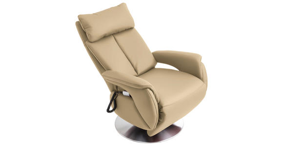 RELAXSESSEL in Leder Beige  - Edelstahlfarben/Beige, KONVENTIONELL, Leder/Metall (78/113/81cm) - Cantus