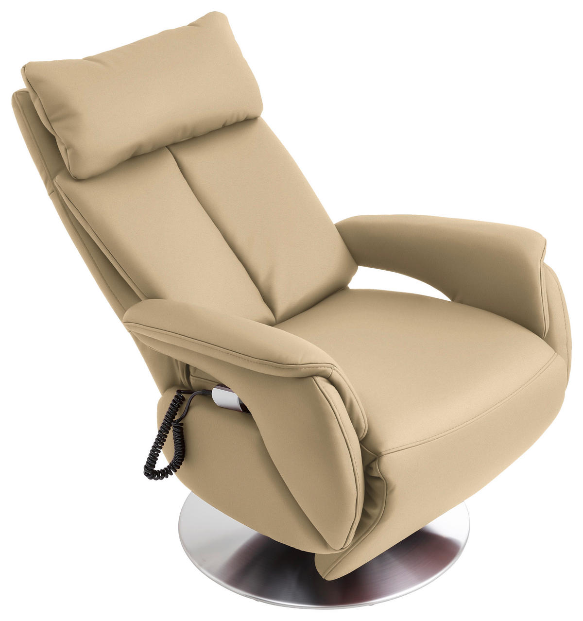 RELAXSESSEL in Leder Beige  - Edelstahlfarben/Beige, Konventionell, Leder/Metall (78/110/81cm) - Cantus