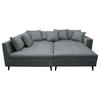 Ecksofa inkl. Hocker Dunkelgrau Mikrofaser  - Dunkelgrau/Schwarz, Design, Holz/Textil (174/247cm) - MID.YOU