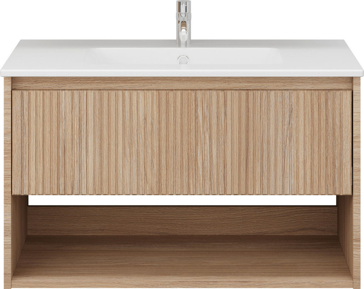 KOMBINOVANI UGRADNI UMIVAONIK  boja hrasta  - boja hrasta, Moderno, pločasti materijal/keramika (80cm) - Ti'me