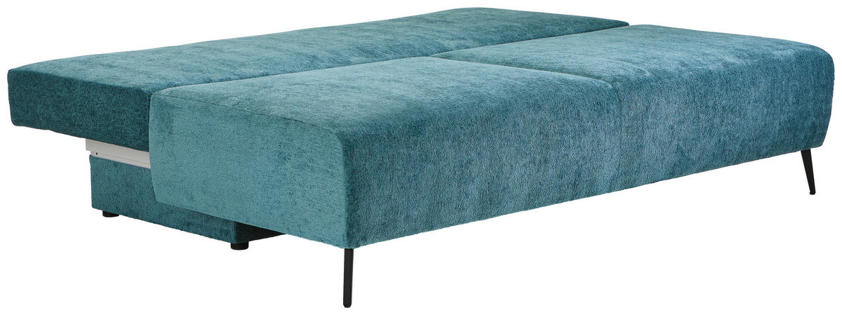 SCHLAFSOFA  mit Liegefunktion, Rücken echt Webstoff Petrol  - Petrol/Schwarz, MODERN, Textil/Metall (200/90/100cm) - Ti'me