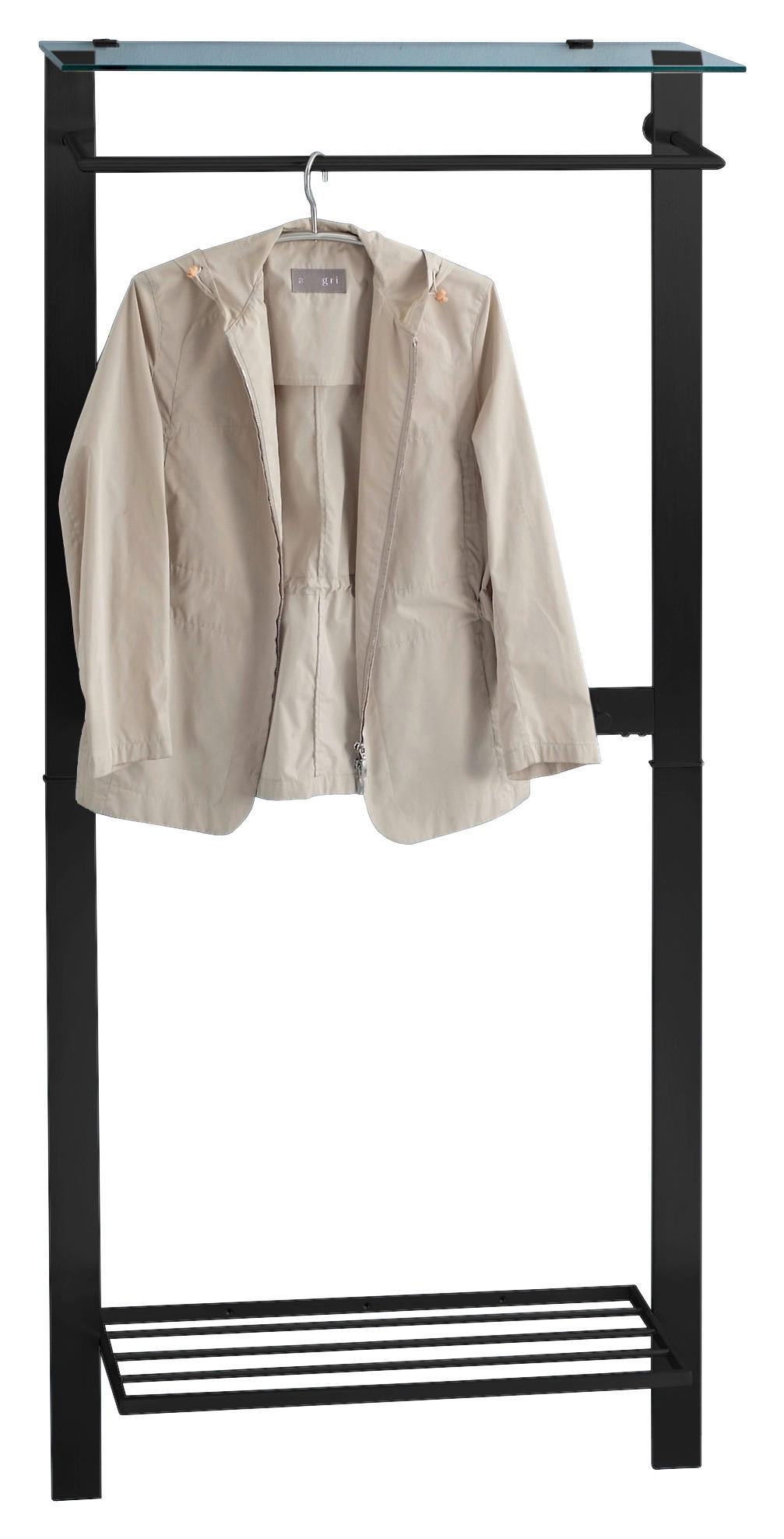 GARDEROBENPANEEL  in 80/190/33 cm  - Schwarz/Grau, Basics, Glas/Metall (80/190/33cm)