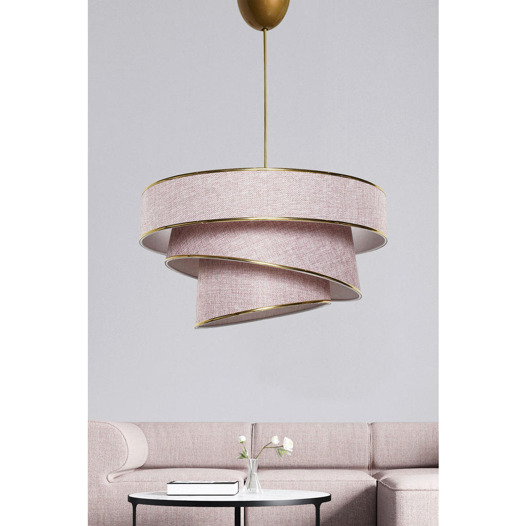 Thumbnail - P & B Hängeleuchte, Gold, Metall, Kunststoff, Textil, zylindrisch,zylindrisch, 72 cm, Lampen & Leuchten, Innenbeleuchtun...