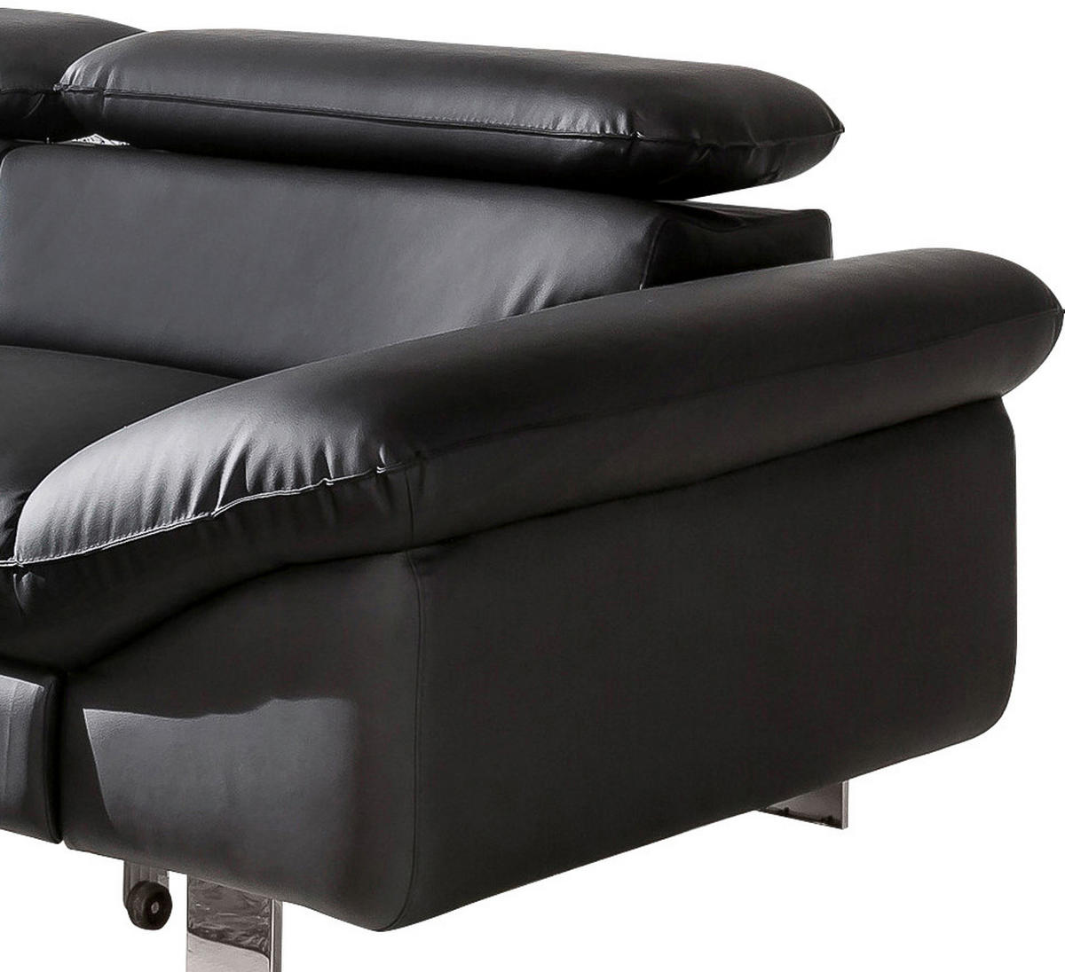 WOHNLANDSCHAFT in Lederlook Schwarz  - Chromfarben/Schwarz, MODERN, Textil/Metall (214/266cm) - MID.YOU