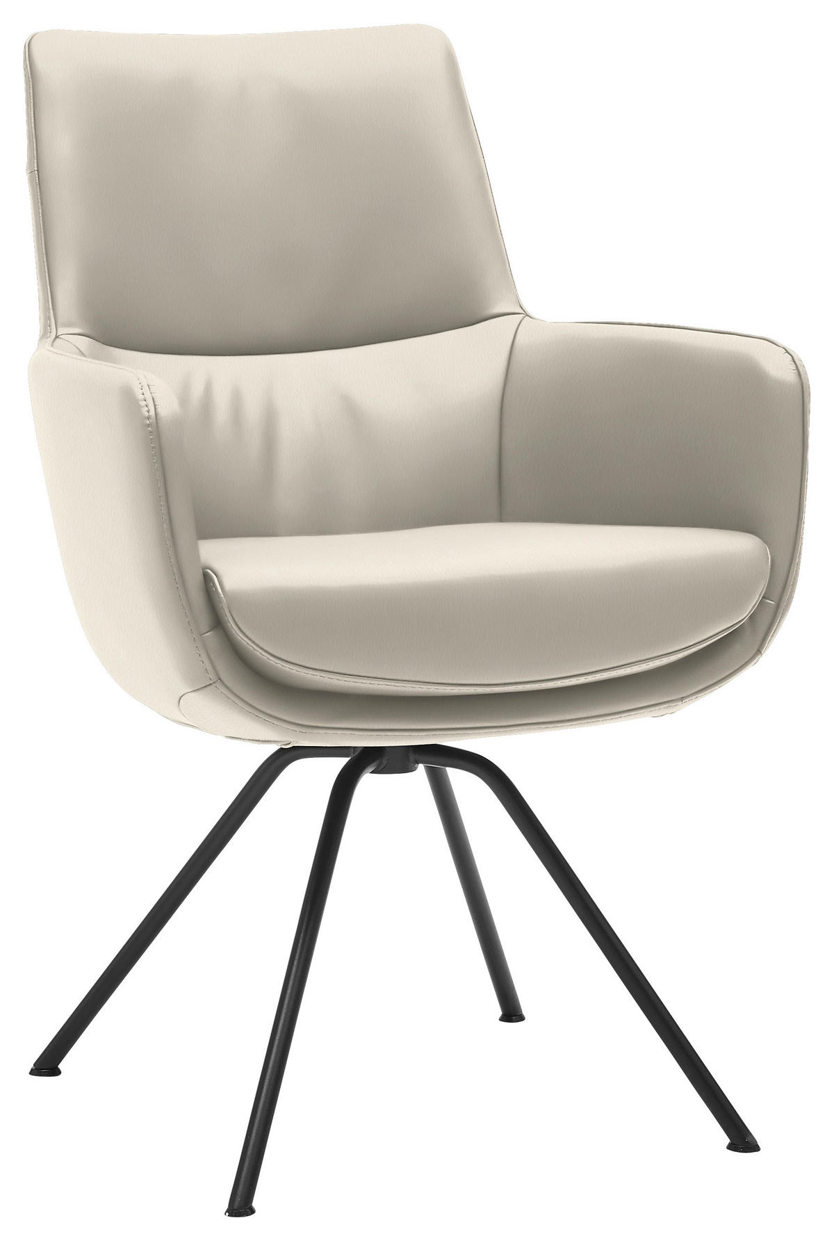 ARMLEHNSTUHL  in Stahl Echtleder  - Schwarz/Naturfarben, Design, Leder/Metall (60/90/61cm) - Dieter Knoll