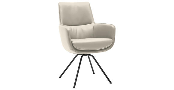 ARMLEHNSTUHL  Beinauswahl, Lederauswahl, Typenauswahl  Echtleder  - Schwarz/Naturfarben, Design, Leder/Metall (60/90/61cm) - Dieter Knoll