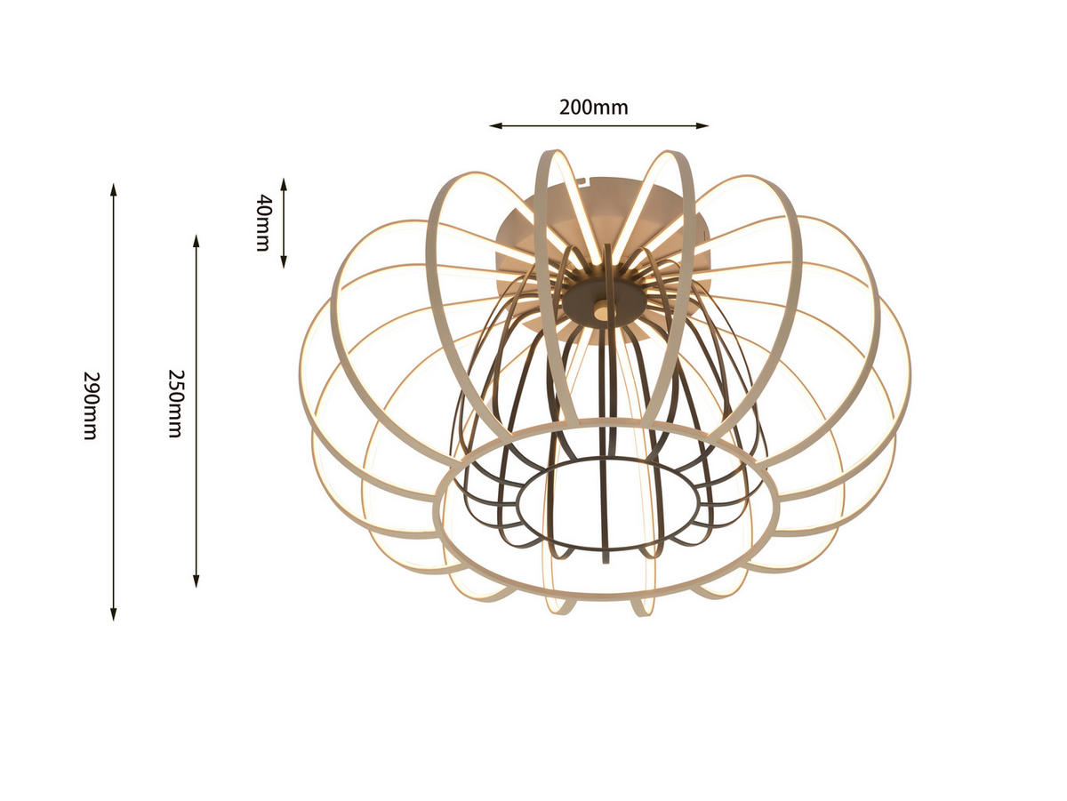 LED-DECKENLEUCHTE Salo 55/33 cm   - Sandfarben, Design, Kunststoff/Metall (55/33cm)