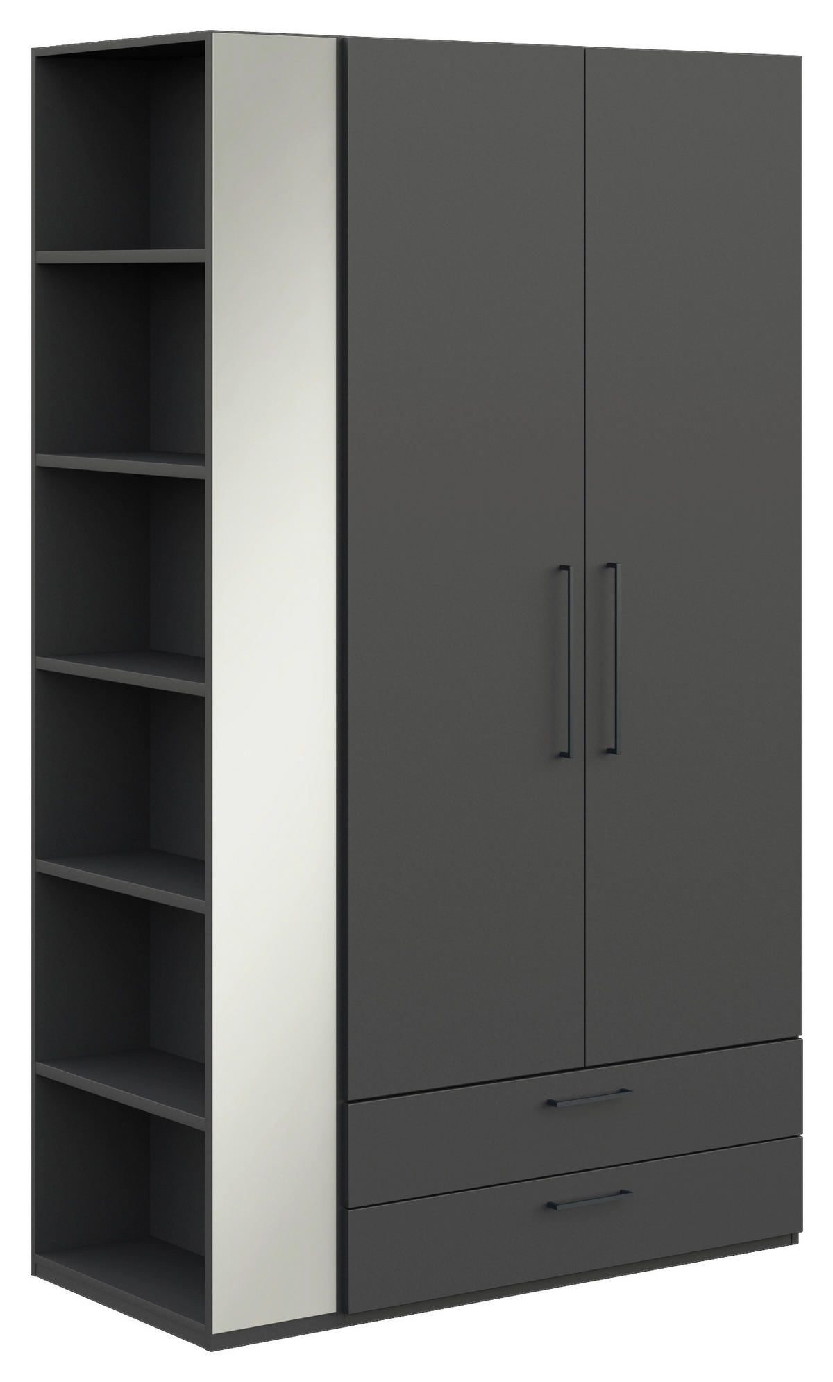 KLEIDERSCHRANK in Graphitfarben  - Anthrazit/Graphitfarben, Design, Holzwerkstoff/Metall (126,3/213,6/59,3cm) - Cantus