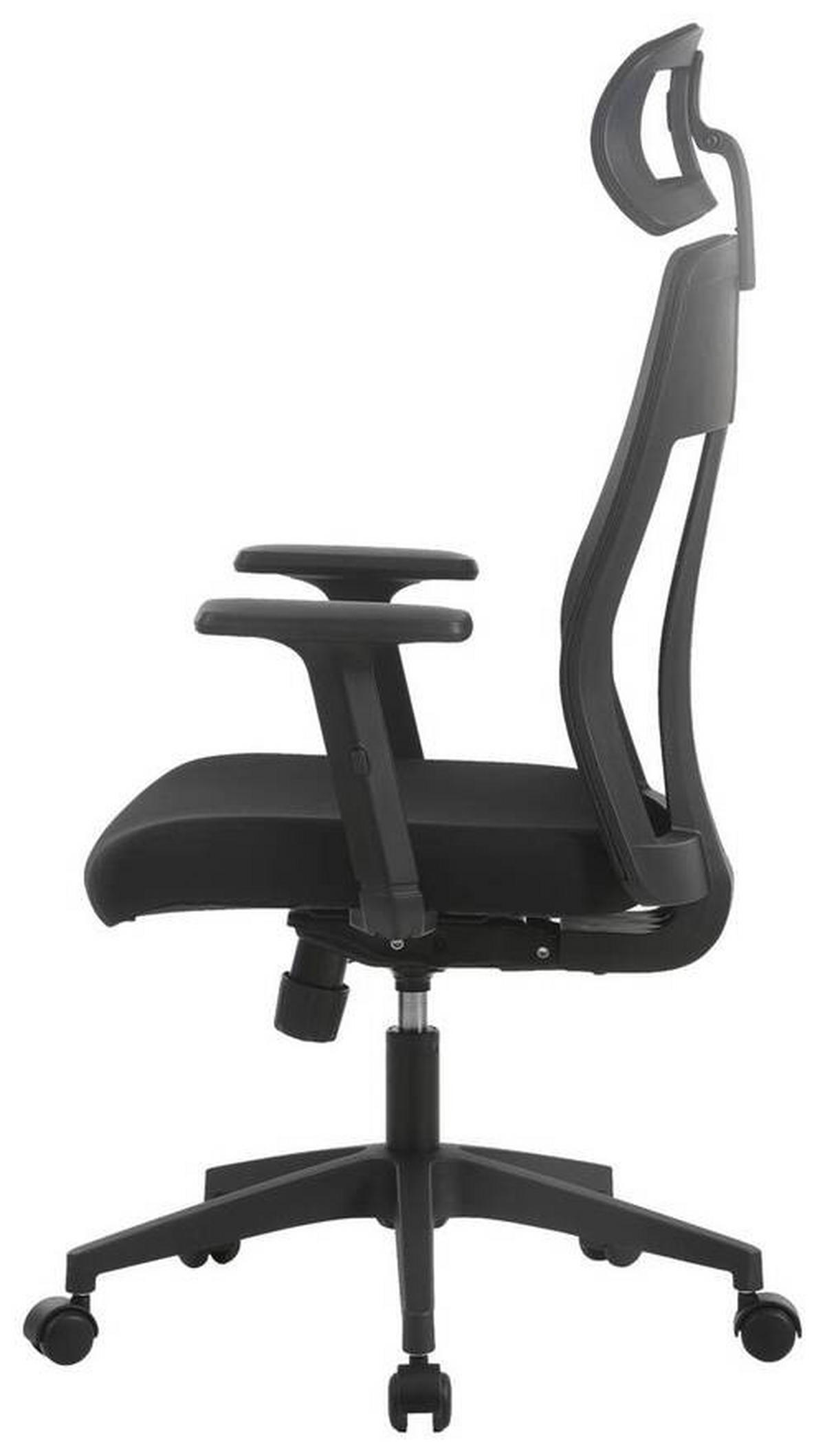 SCAUN ROTATIV  plasă tensionată, țesătură negru  - negru, Konventionell, plastic/textil (66/117-125/66cm) - Novel