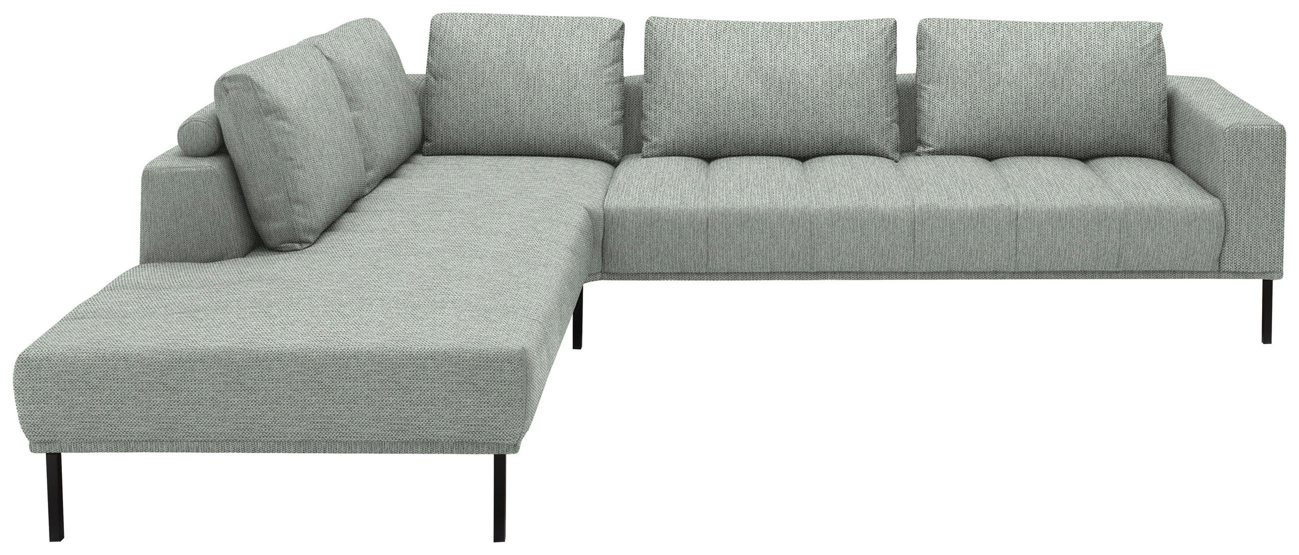 ECKSOFA  in Flachgewebe Grauweiß  270/308 cm  - Grauweiß/Schwarz, Design, Textil/Metall (270/308cm) - Pure Home Lifestyle