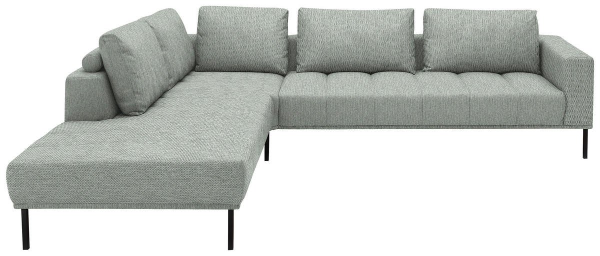 ECKSOFA  in Flachgewebe Grauweiß  270/308 cm  - Grauweiß/Schwarz, Design, Textil/Metall (270/308cm) - Pure Home Lifestyle