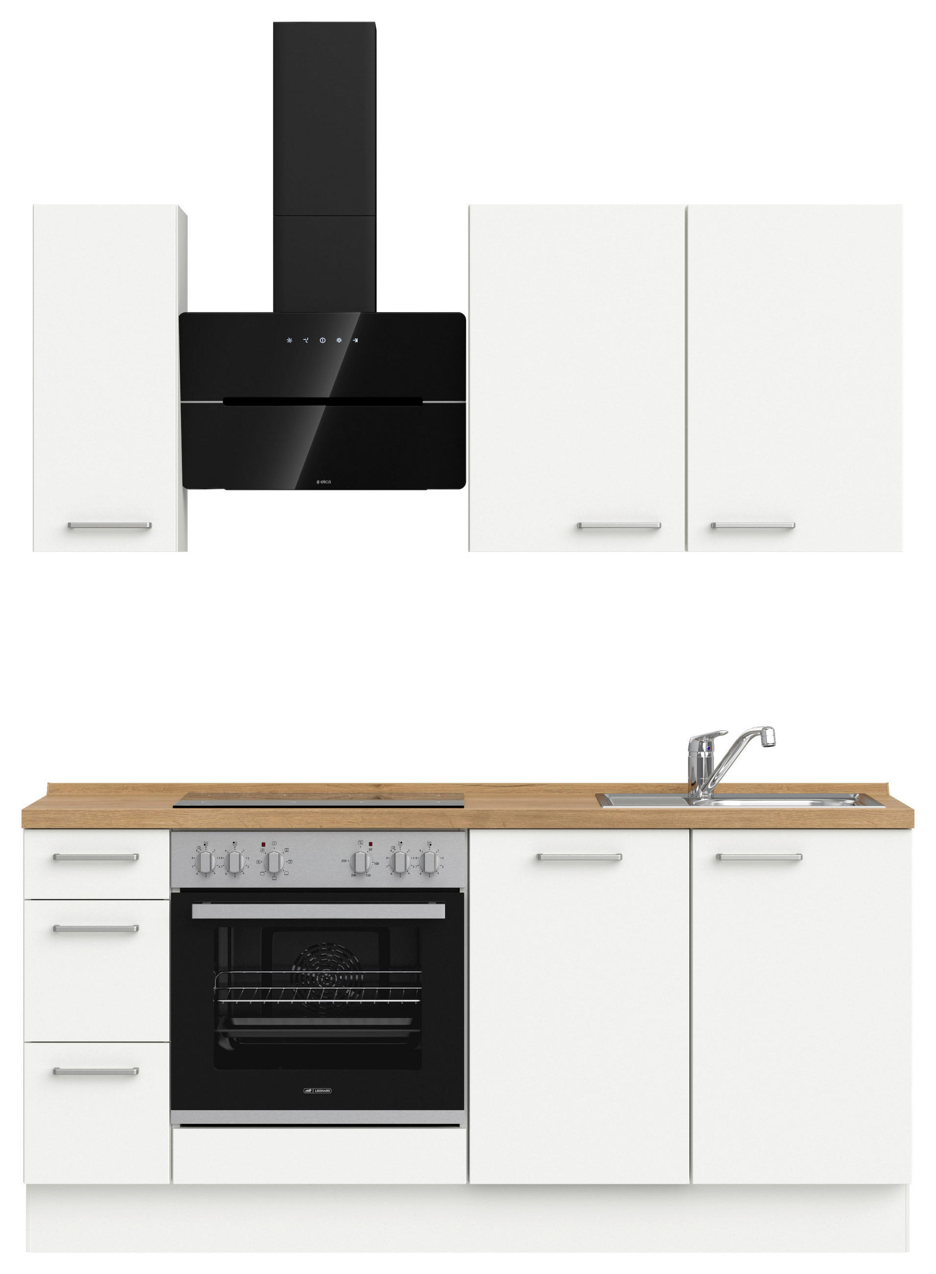 KÜCHENLEERBLOCK 180 cm   in Weiß, Eichefarben  - Edelstahlfarben/Eichefarben, MODERN, Holzwerkstoff/Metall (180cm) - Nobilia