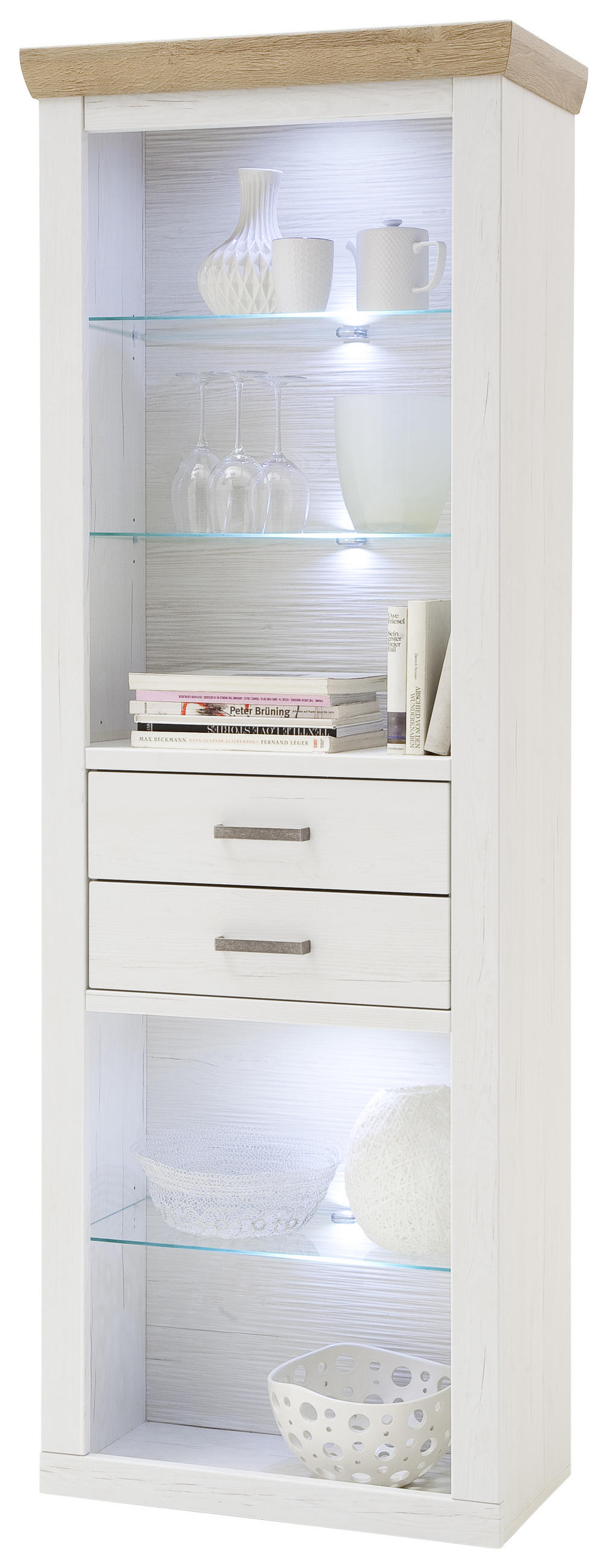 REGAL  73/210/40 cm Eichefarben, Pinienfarben  - Eichefarben/Pinienfarben, Lifestyle, Glas/Holzwerkstoff (73/210/40cm) - Livetastic