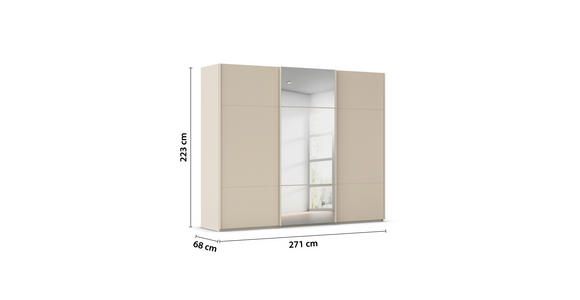 SCHWEBETÜRENSCHRANK 271/223/68 cm 3-türig Champagner - Champagner, KONVENTIONELL, Glas/Holzwerkstoff (271/223/68cm) - Novel