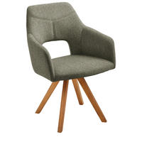 ARMLEHNSTUHL in Holz, Textil Eichefarben, Olivgrün  - Eichefarben/Olivgrün, Design, Holz/Textil (57/84/57cm) - Voleo