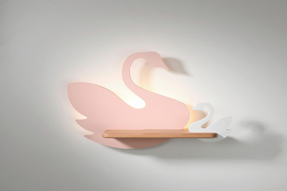 VÄGGLAMPA FÖR BARN Swan 27/12/31 cm   - vit/pink, Basics, metall/trämaterial (27/12/31cm)
